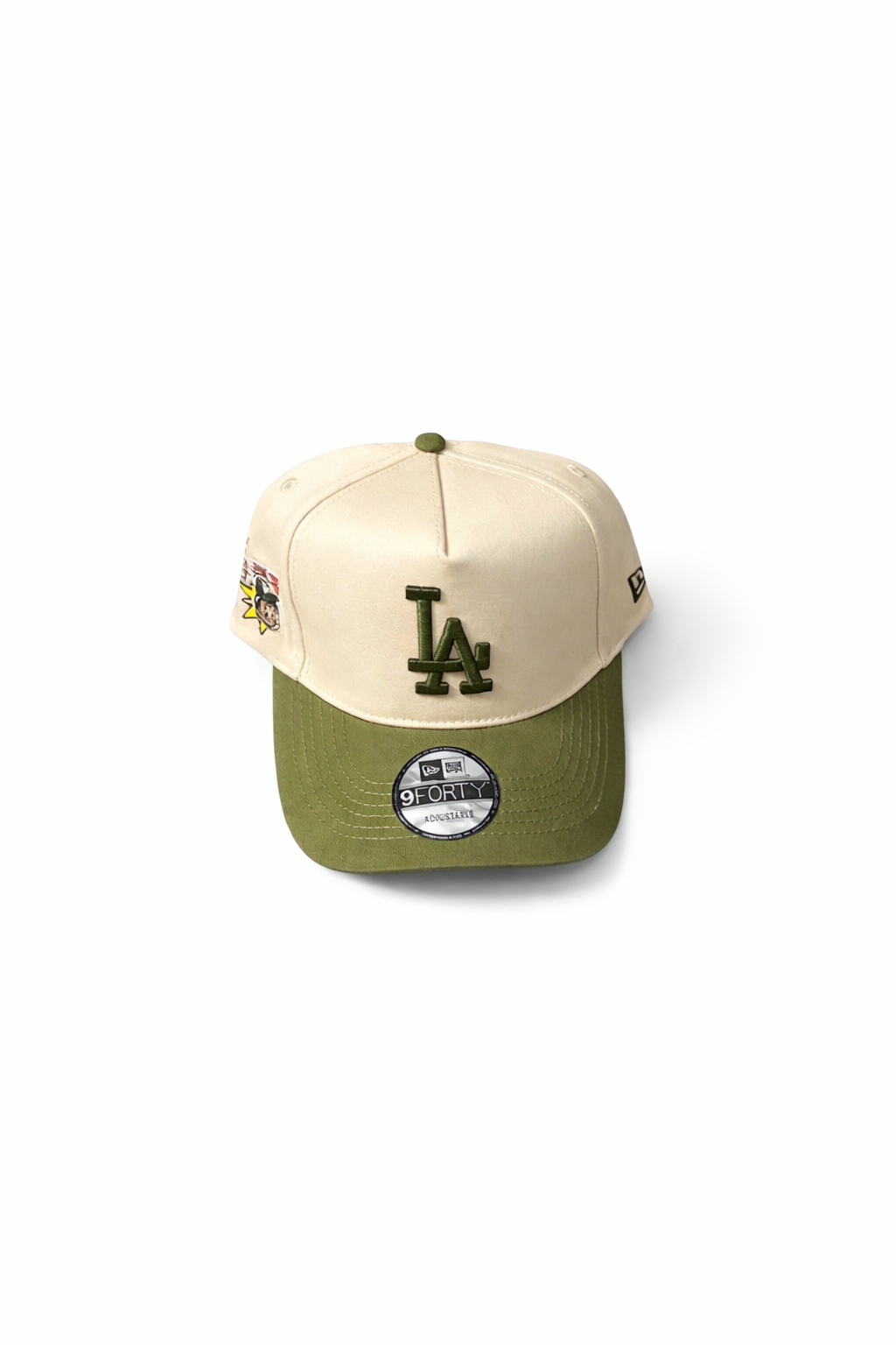 Casquette LA Premium Beige & Vert – Style Urbain Élégant (Réglable)