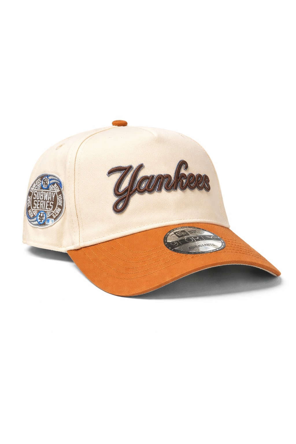 Casquette New York Yankees Beige & Orange – Edition Subway Series (Portée Mannequin)