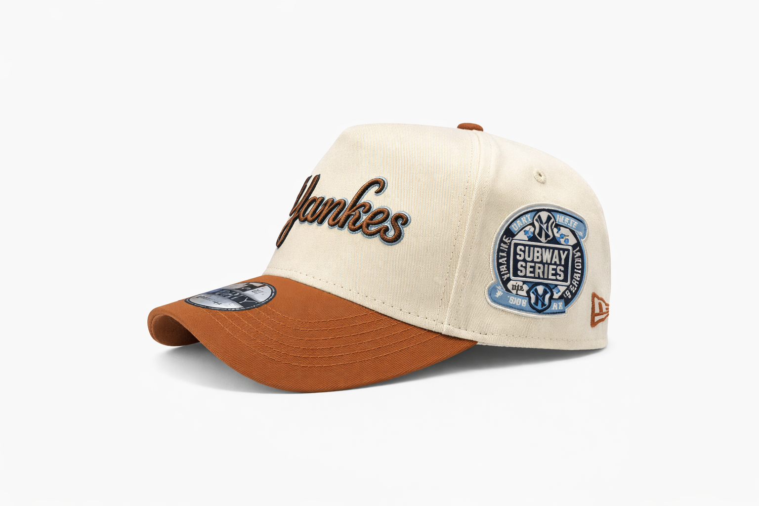 Casquette New York Yankees Beige & Orange – Edition Subway Series (Portée Mannequin)