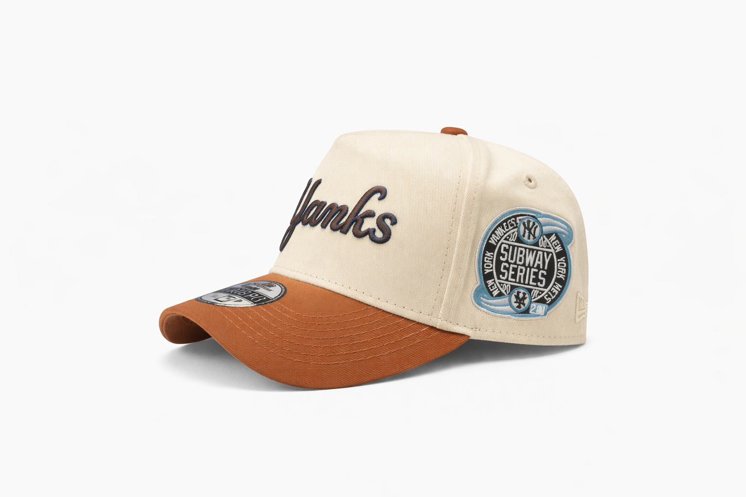 Casquette New York Yankees Beige & Orange – Edition Subway Series (Portée Mannequin)