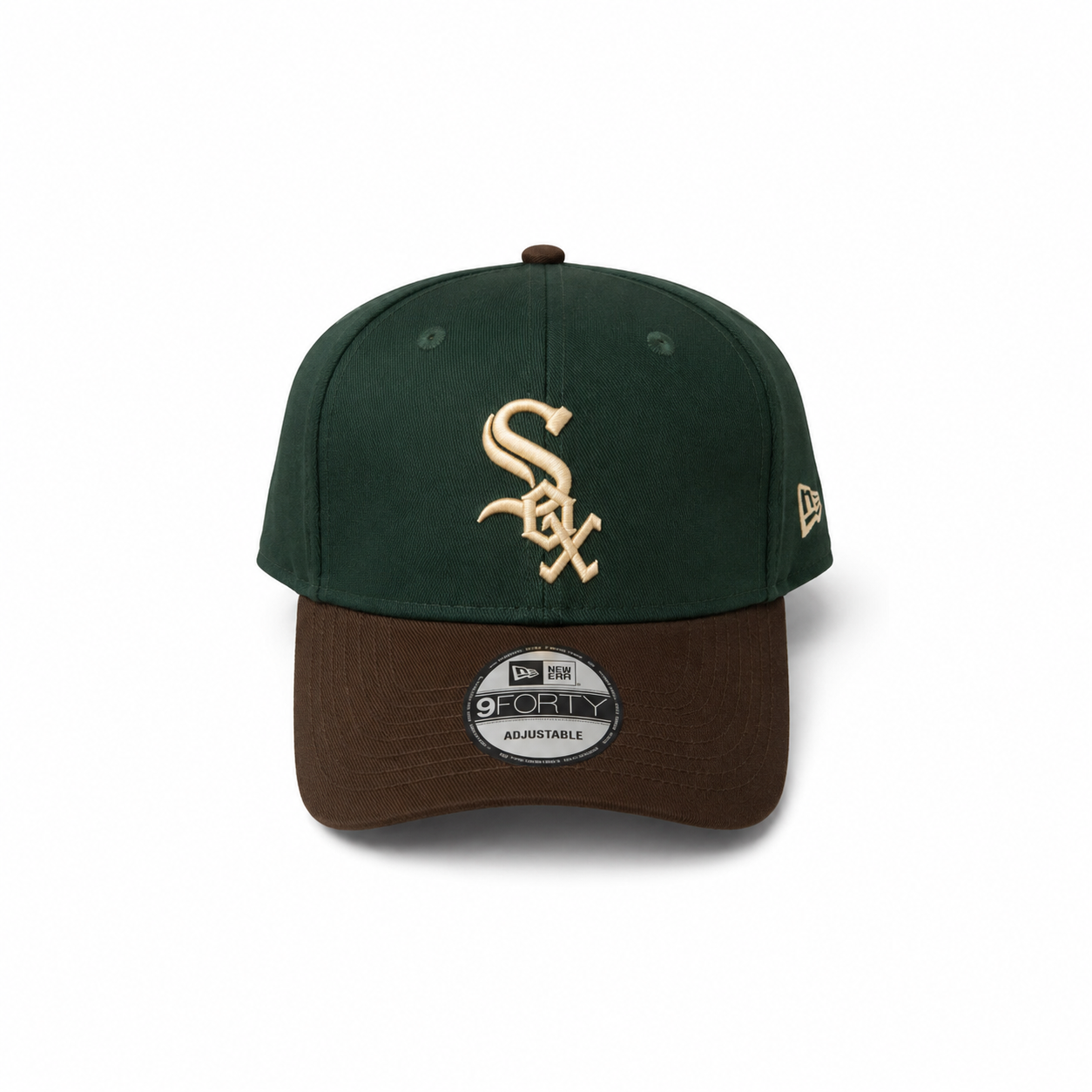 Casquette Chicago White Sox New Era 9FORTY Vert Forêt & Marron – Ajustable Unisexe