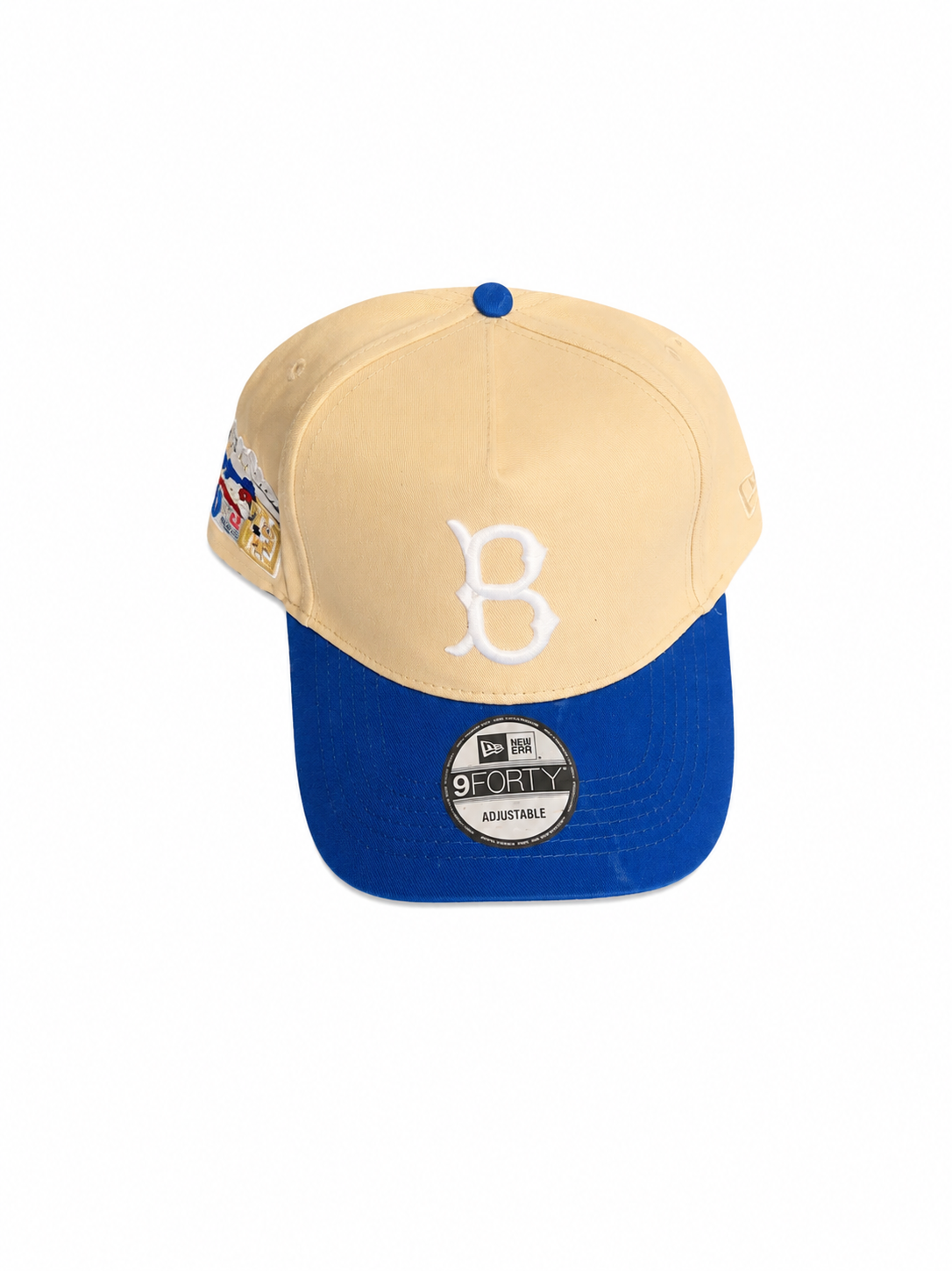 Casquette Boston Beige & Bleu 9FORTY Adjustable – Élégance Vintage et Style Urbai